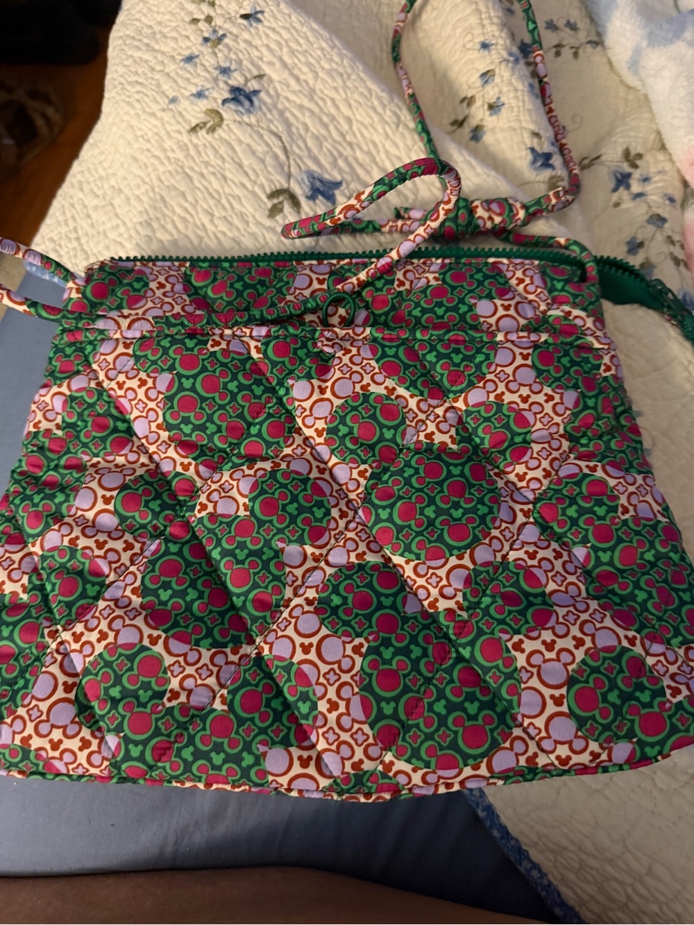 Vera Bradley Quilted Floral Crossbody in Green, Pink and Orange